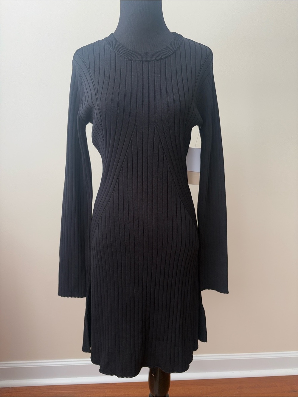 Just Fab Black Ribbed Long-Sleeve Knit Dress - Picture 6 of 16